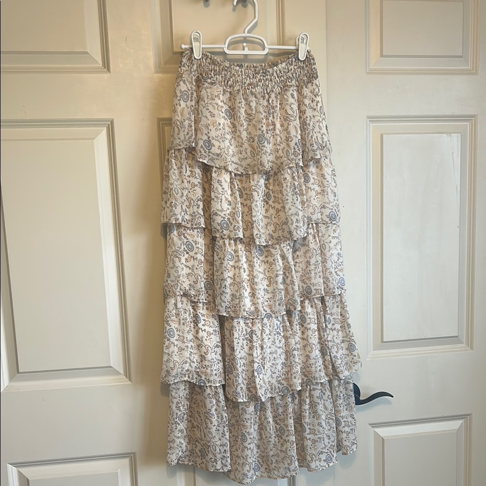 Gold Tiered Maxi Skirt for Cocktail Events